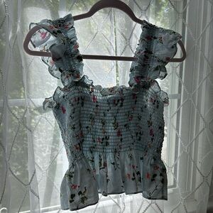 Hill House The Paz Top Pond Floral Poplin